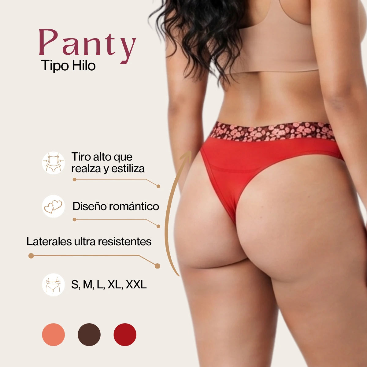 Pack x 3 Panties hilo tiro alto Ref. 4296